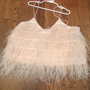 NWOT Pink Feather Tank Top